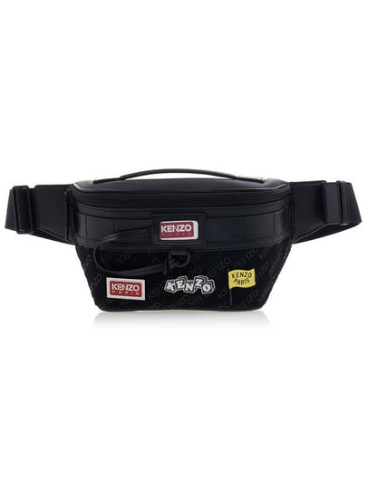 Jungle Logo Patch Leather Belt Bag Black - KENZO - BALAAN 2