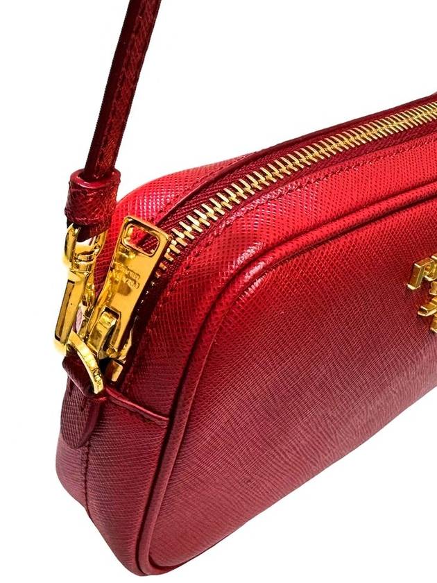 Women s 1BH036 Red Saffiano Gold Logo Mini Cross Bag - PRADA - BALAAN 6