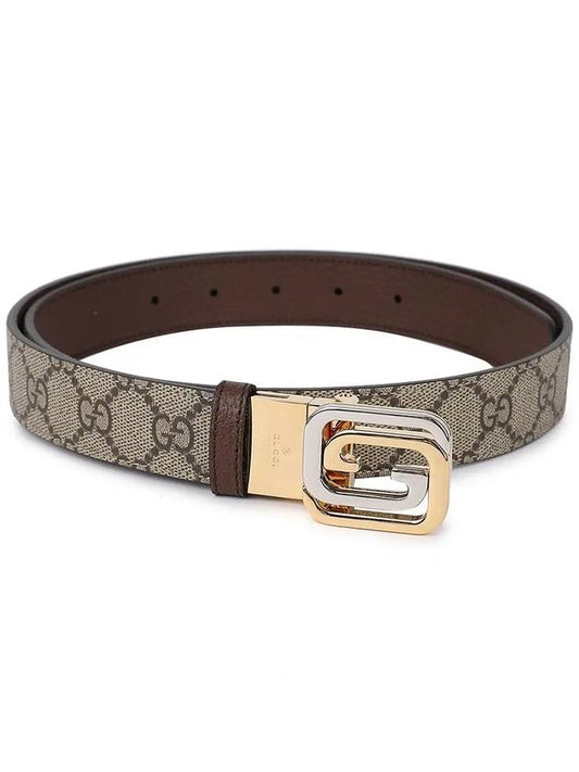 Square Interlocking GG Buckle Leather Belt Beige - GUCCI - BALAAN 2