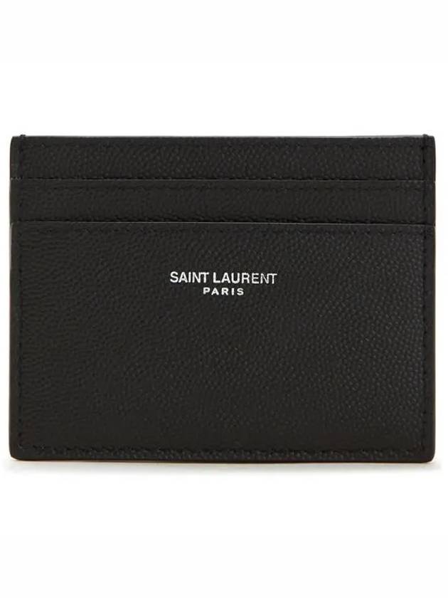 Embossed Leather Card Wallet Black - SAINT LAURENT - BALAAN 2