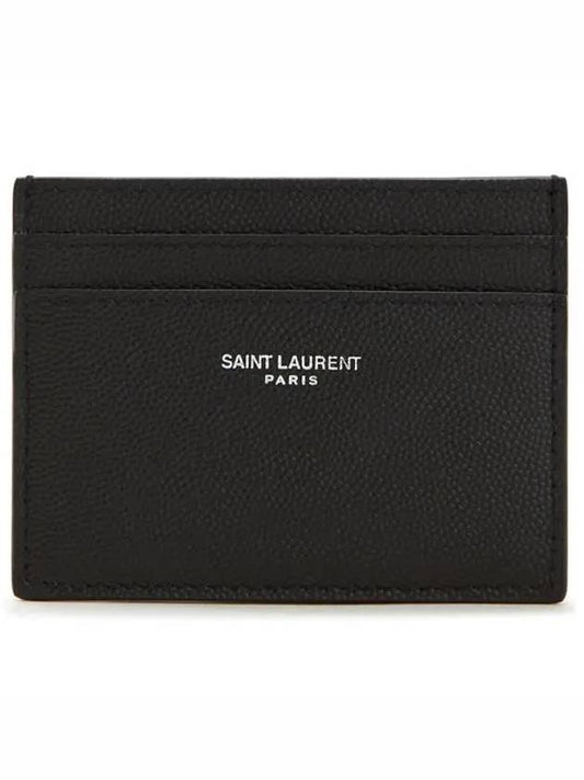 Embossed Leather Card Wallet Black - SAINT LAURENT - BALAAN 2