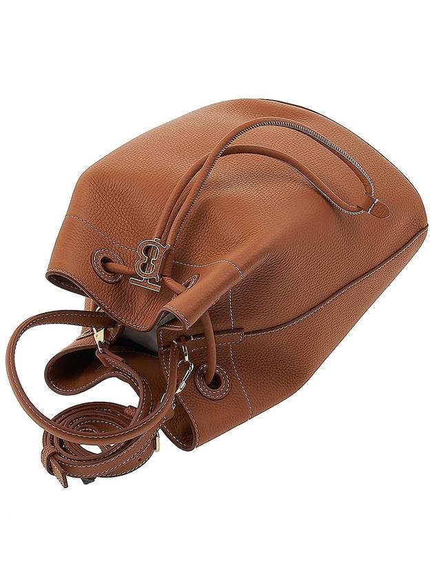 TB Logo Leather Small Bucket Bag Brown - BURBERRY - BALAAN 5