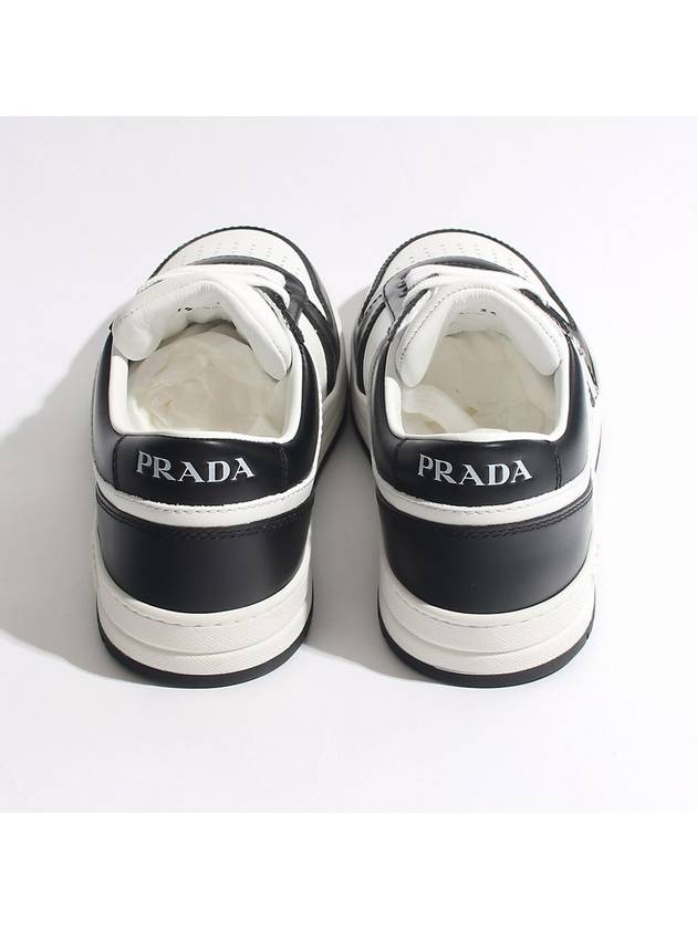 Downtown Perforated Leather Low Top Sneakers White Black - PRADA - BALAAN 4