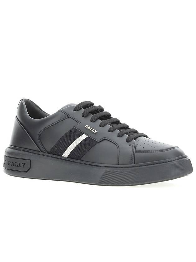 Moony Striped Leather Low Top Sneakers Black - BALLY - BALAAN 1