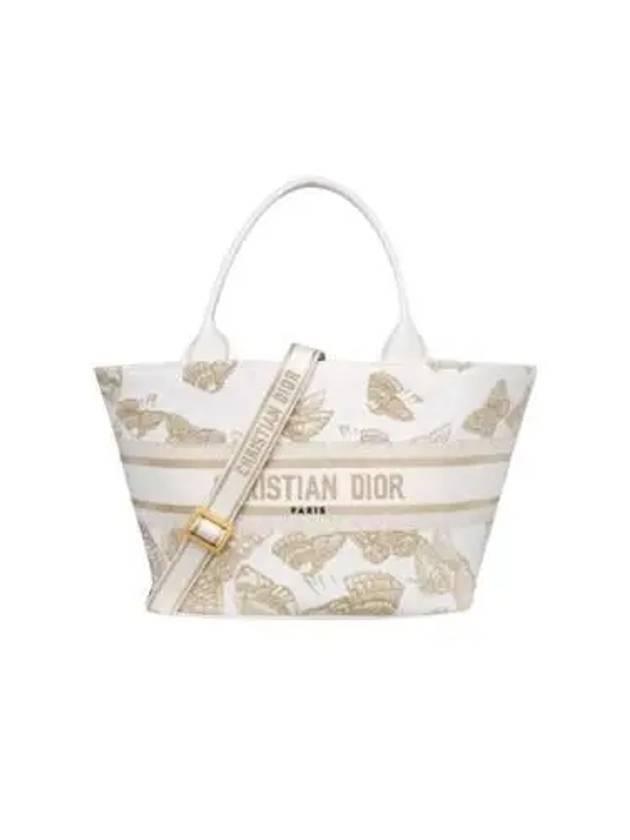 Gold Tone Gradient Butterflies Hat Basket Tote Bag White - DIOR - BALAAN 2