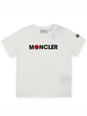 Kids Baseball Lettering Logo Short Sleeve Ivory 8C00003 89AFV 034 8 10A - MONCLER - BALAAN 1