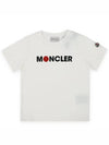 Kids Baseball Lettering Logo Short Sleeve Ivory 8C00003 89AFV 034 8 10A - MONCLER - BALAAN 2