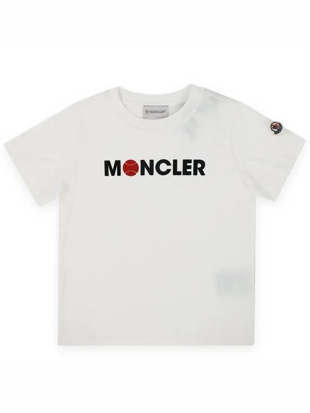 Kids Baseball Lettering Logo Short Sleeve Ivory 8C00003 89AFV 034 8 10A - MONCLER - BALAAN 2