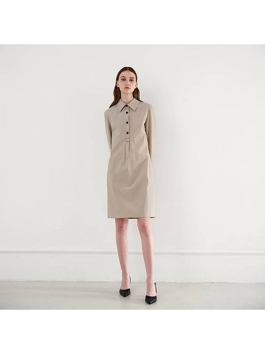 Wrinkle-free relaxed fit shirt dressBeige - SUBSET - BALAAN 2