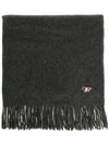 Small Tricolor Fox Wool Muffler Anthracite - MAISON KITSUNE - BALAAN.