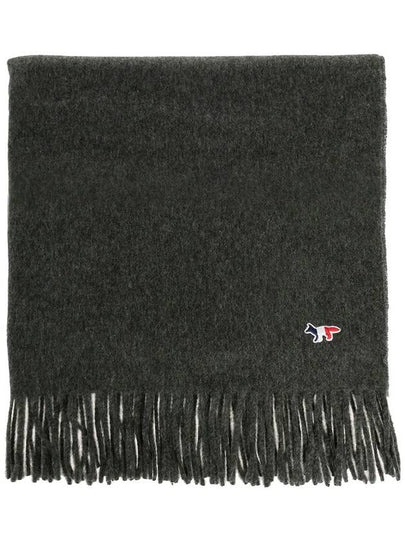 Small Tricolor Fox Wool Muffler Anthracite - MAISON KITSUNE - BALAAN 2