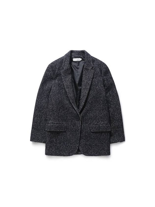 Women's One Button Tweed Better Than Jacket Charcoal - KILHOUETTE - BALAAN 1