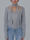 Metal Square Neck Scarf Long Sleeve T Shirt Silver - DILETTANTISME - BALAAN 2