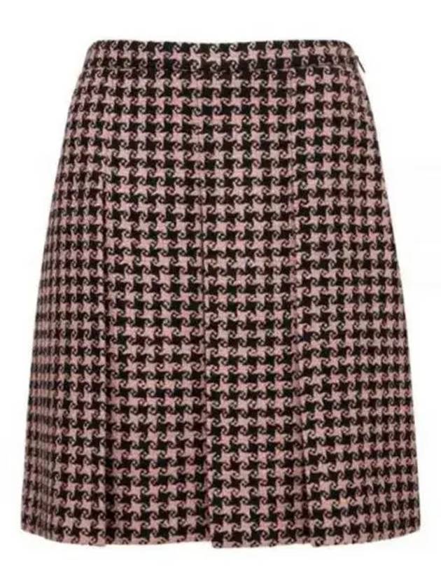 Houndstooth Wool Short A-line Skirt Pink - GUCCI - BALAAN 2