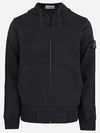 Garment Dyed Cotton Fleece Full Zip Hooded Jacket Navy - STONE ISLAND - BALAAN 2