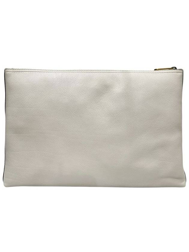 500984 WEB logo strip white leather large clutch bag - GUCCI - BALAAN 3