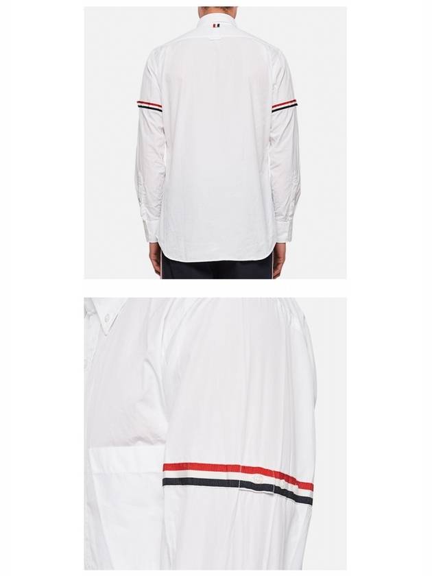 Men's Poplin Grosgrain Armband Classic Long Sleeve Shirt White - THOM BROWNE - BALAAN 6