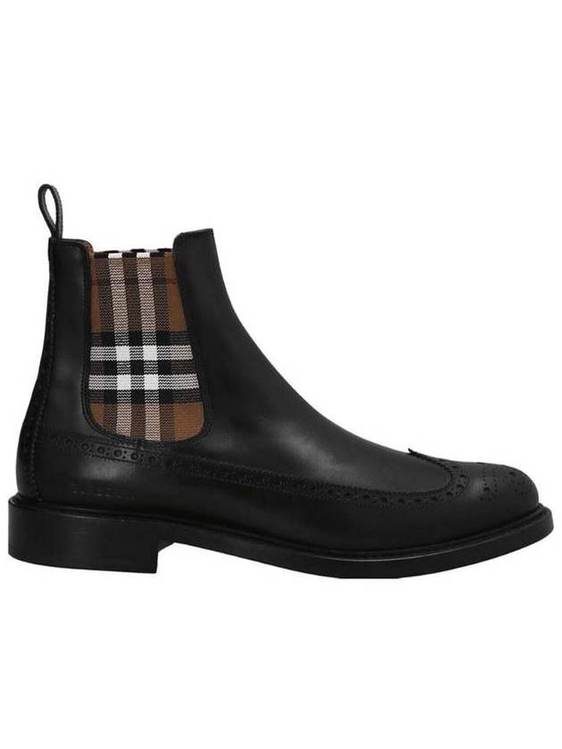 Tanner Check Chelsea Boots Black - BURBERRY - BALAAN.