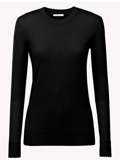 Crew Neck Wool Knit Top Black - CHLOE - BALAAN 2