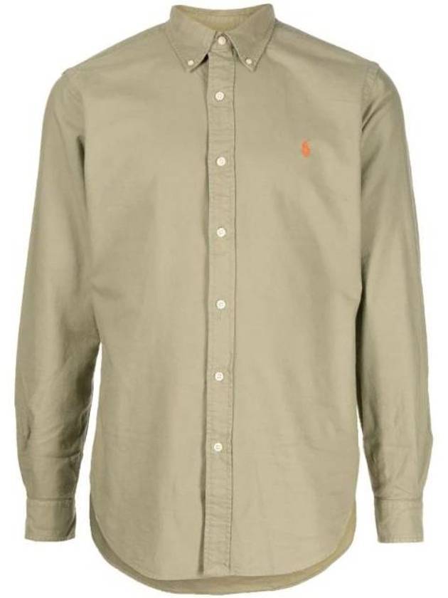 Men's Classic Fit Garment Dyed Oxford Long Sleeve Shirt Sage Green - POLO RALPH LAUREN - BALAAN 1