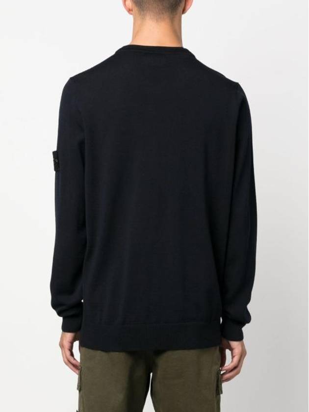 Regular Fit Crew Neck Wool Knit Top Navy - STONE ISLAND - BALAAN 6