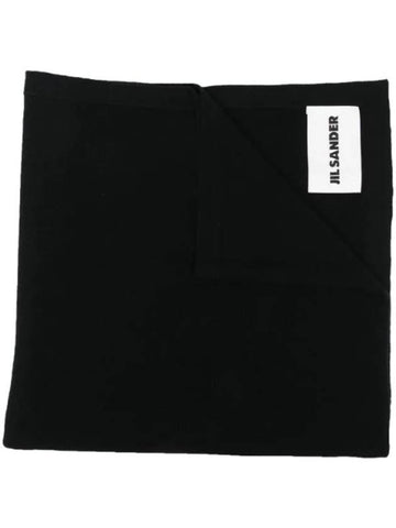 Logo Patch Cashmere Muffler Black - JIL SANDER - BALAAN 1