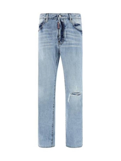 Distressed Straight Jeans Light Blue - DSQUARED2 - BALAAN 2