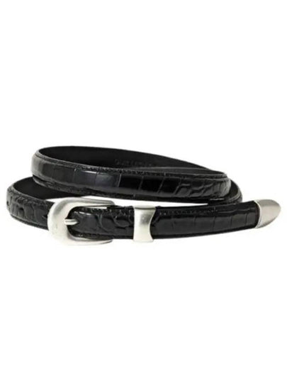 Licorice Croc Bull Hide Leather Belt Black - OUR LEGACY - BALAAN 2