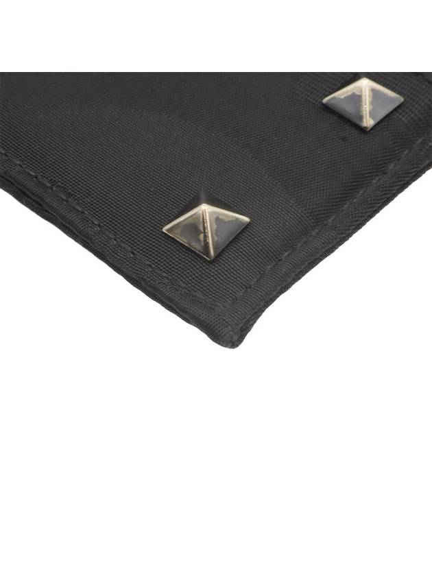 Black leather camo fabric silver Rockstud card wallet TY2P0655NAI - VALENTINO - BALAAN 7