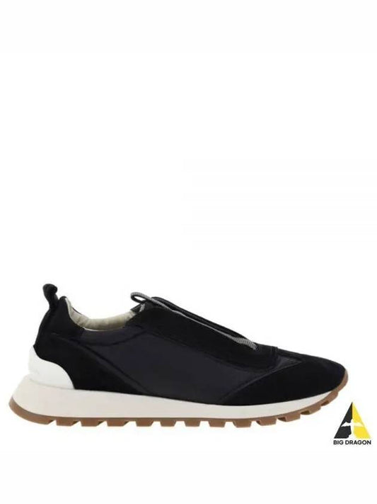 Suede Techno Runner Low Top Sneakers Black - BRUNELLO CUCINELLI - BALAAN 2