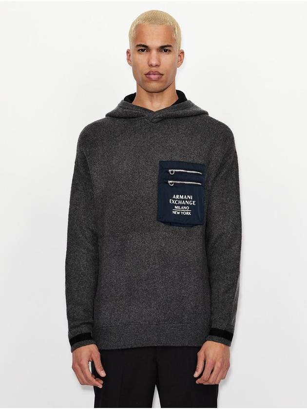 Logo Pocket Pull Over Hoodie Grey - ARMANI EXCHANGE - BALAAN 4