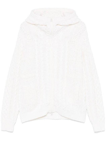 Lambswool Crewneck Logo Knit Cardigan White - CP COMPANY - BALAAN 1