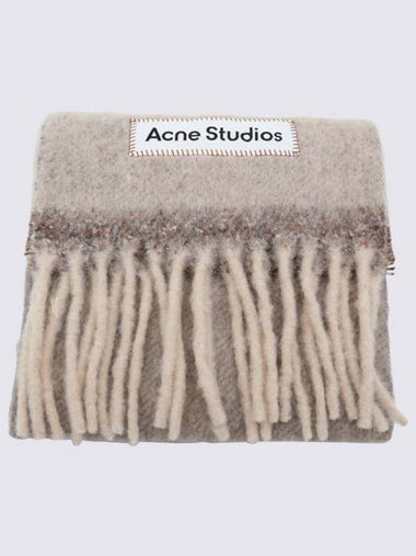 Logo Patch Fringe Muffler Brown - ACNE STUDIOS - BALAAN 1