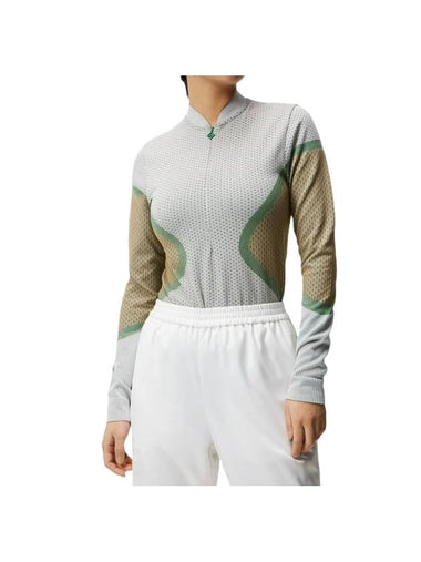 Diamond Seamless Mid Layer Long Sleeve T-Shirt Green White - J.LINDEBERG - BALAAN 1