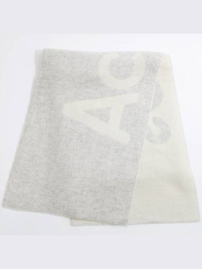 Jacquard Logo Two Tone Wool Muffler White Light Grey - ACNE STUDIOS - BALAAN 2