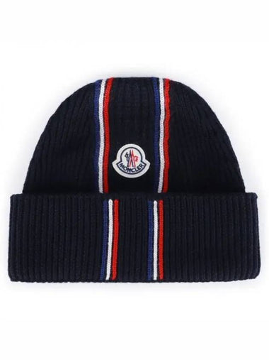 Wappen Stripe Beanie Navy 3B00036 M1131 742 1055847 - MONCLER - BALAAN 1