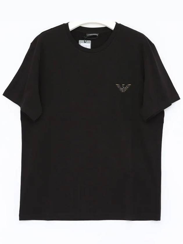 Eagle Logo Swim Short Sleeve T-Shirt Black - EMPORIO ARMANI - BALAAN 2