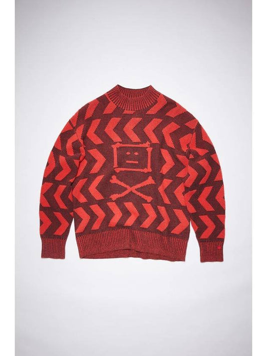 Keith Cross Bones Face Relaxed Crew Knit Top Red - ACNE STUDIOS - BALAAN 2