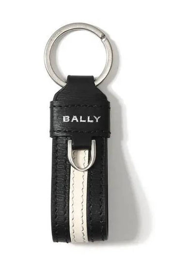 Ribbon Leather Key Holder Black - BALLY - BALAAN 2