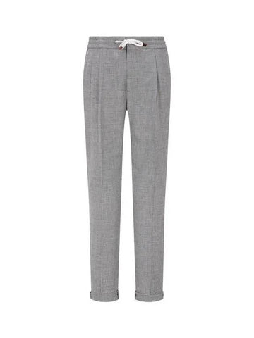 Men s Houndstooth Check Banding Pants Black 270784 - BRUNELLO CUCINELLI - BALAAN 1