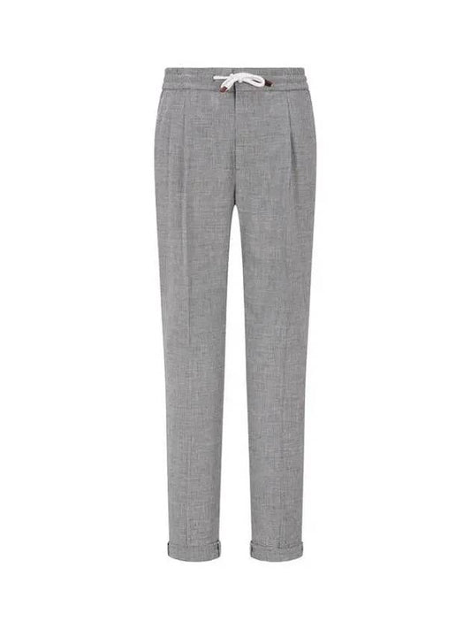 Men s Houndstooth Check Banding Pants Black 270784 - BRUNELLO CUCINELLI - BALAAN 1