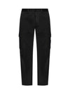 33908 Organic Cotton Satin Stretch Cargo Straight Pants Black - STONE ISLAND - BALAAN 1