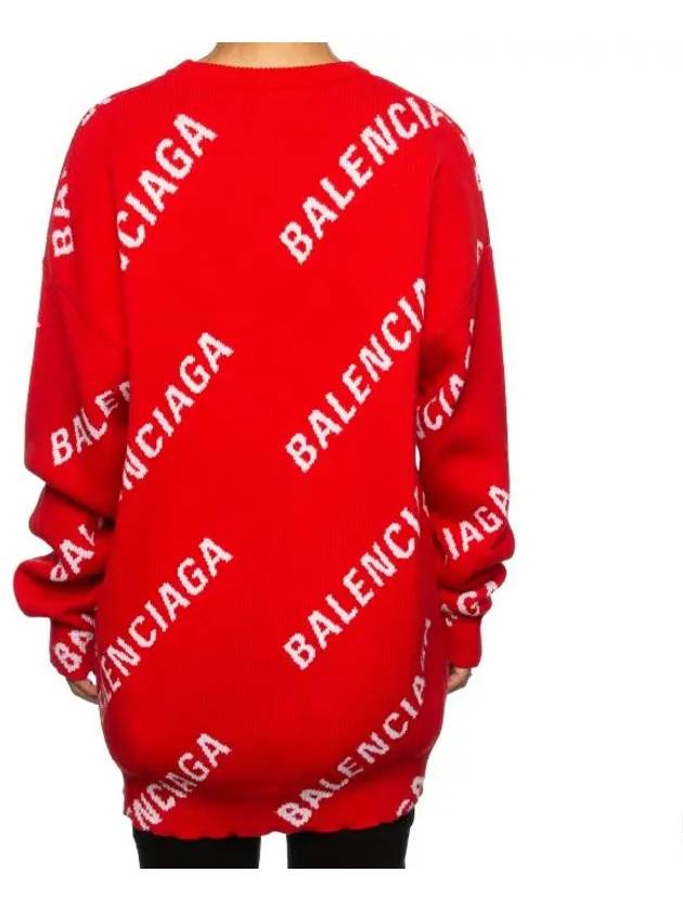 Women's Logo Round Neck Knit Red 625329 - BALENCIAGA - BALAAN 4