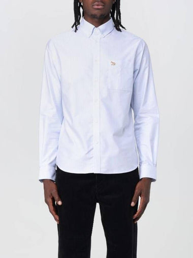 Striped Oxford Long Sleeve Shirt Blue - MAISON KITSUNE - BALAAN 1