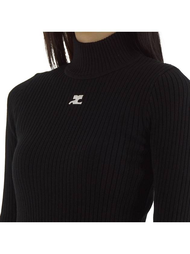 Mockneck Rib Knit Top Black - COURREGES - BALAAN 8