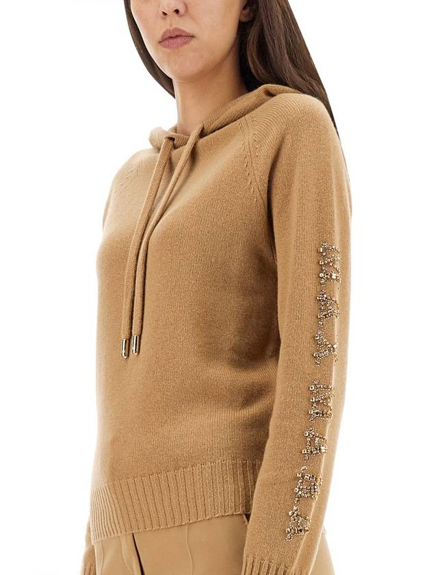 Women's Ananas Wool Cashmere Knit Hoodie Camel - MAX MARA - BALAAN 5