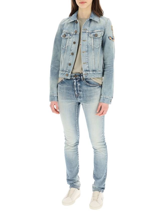 Women's Denim Skinny Jeans Light Blue - SAINT LAURENT - BALAAN 5