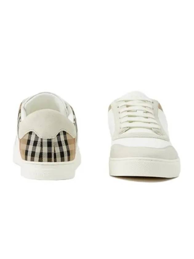 Check Leather Suede Sneakers Natural White Archive Beige - BURBERRY - BALAAN 6