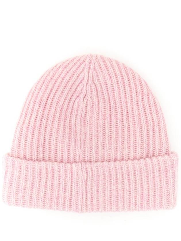 Logo Patch Knit Beanie Pink - GANNI - BALAAN 5