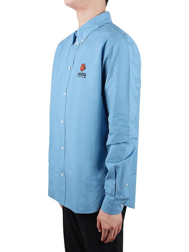 Boke Flower Casual Long Sleeve Shirt Blue - KENZO - 4